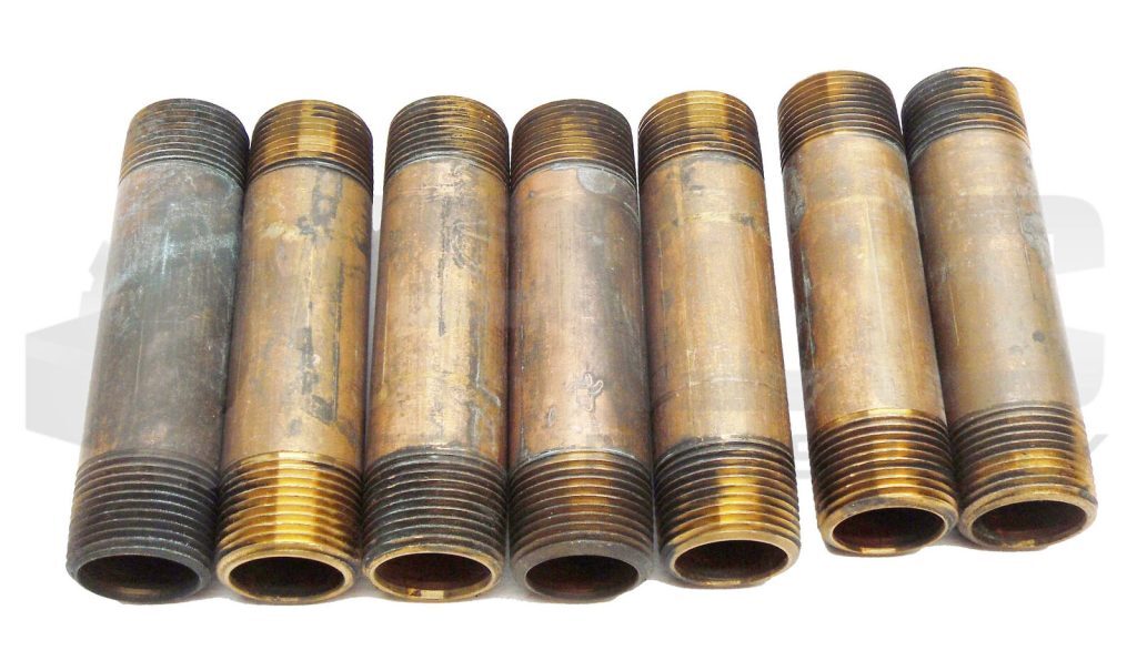 LOT OF 7 NEW 1 1/4" MALE BRASS PIPE NIPPLES 5"L