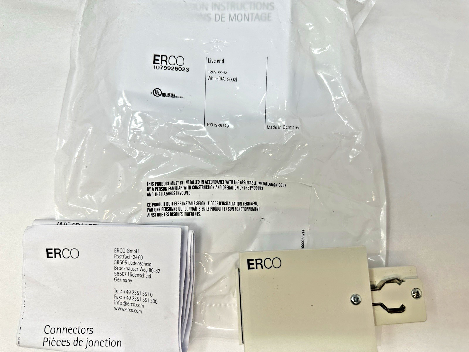 1 NEW ERCO Live End 120V, 60 Hz. White RAL 9002, 79925.023 Fast Free Shipping!