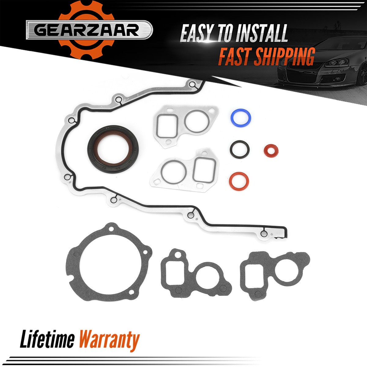 Timing Chain Cover W/ Water Pump Gaskets & Main Front Timing Cover Gasket Set
