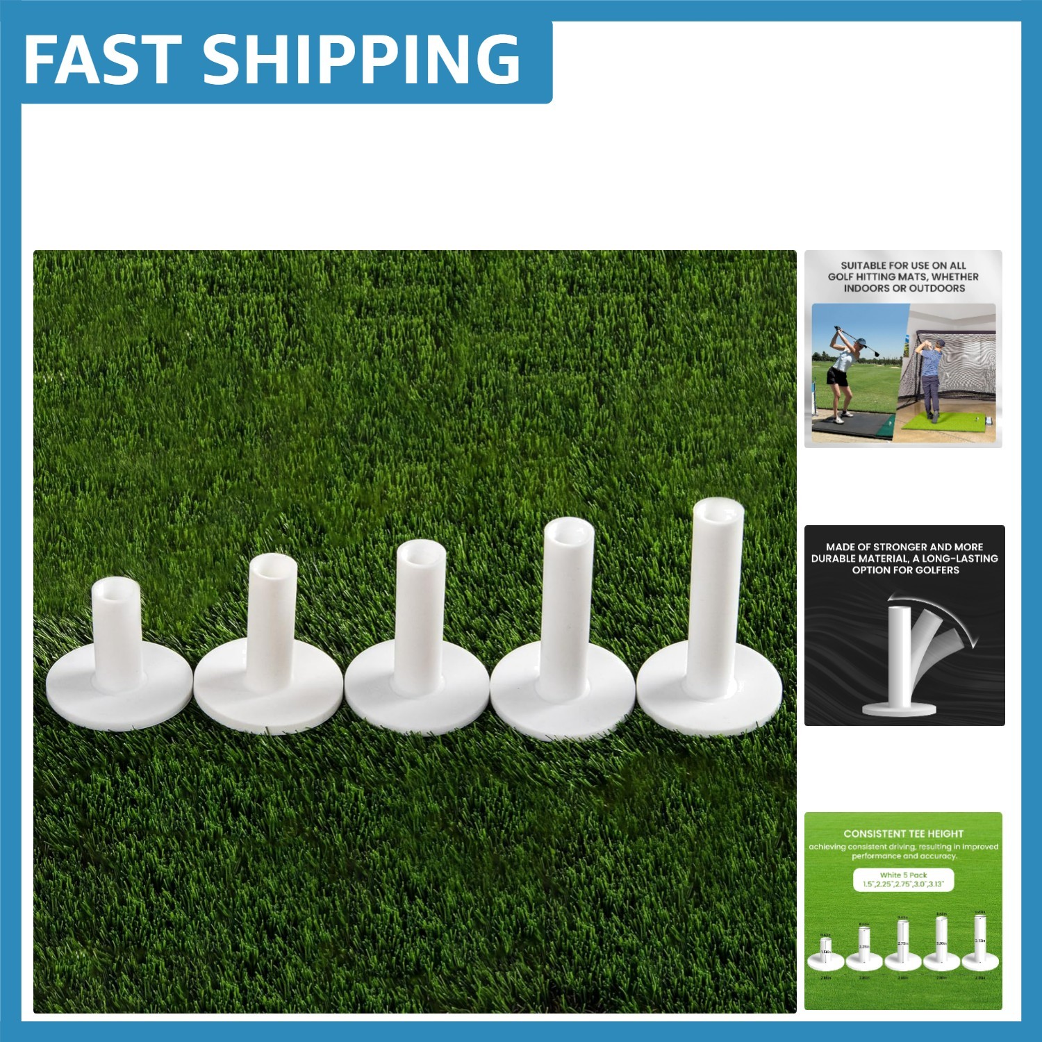 Adjustable Golf Rubber Tees - 5 Sizes for Steady Ball Placement & Enhanced Play