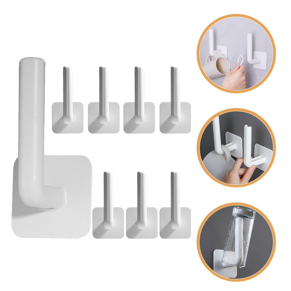 8 Pcs Sticker Hooks for Hanging Plastic Sticky Adhesive Towel Removable