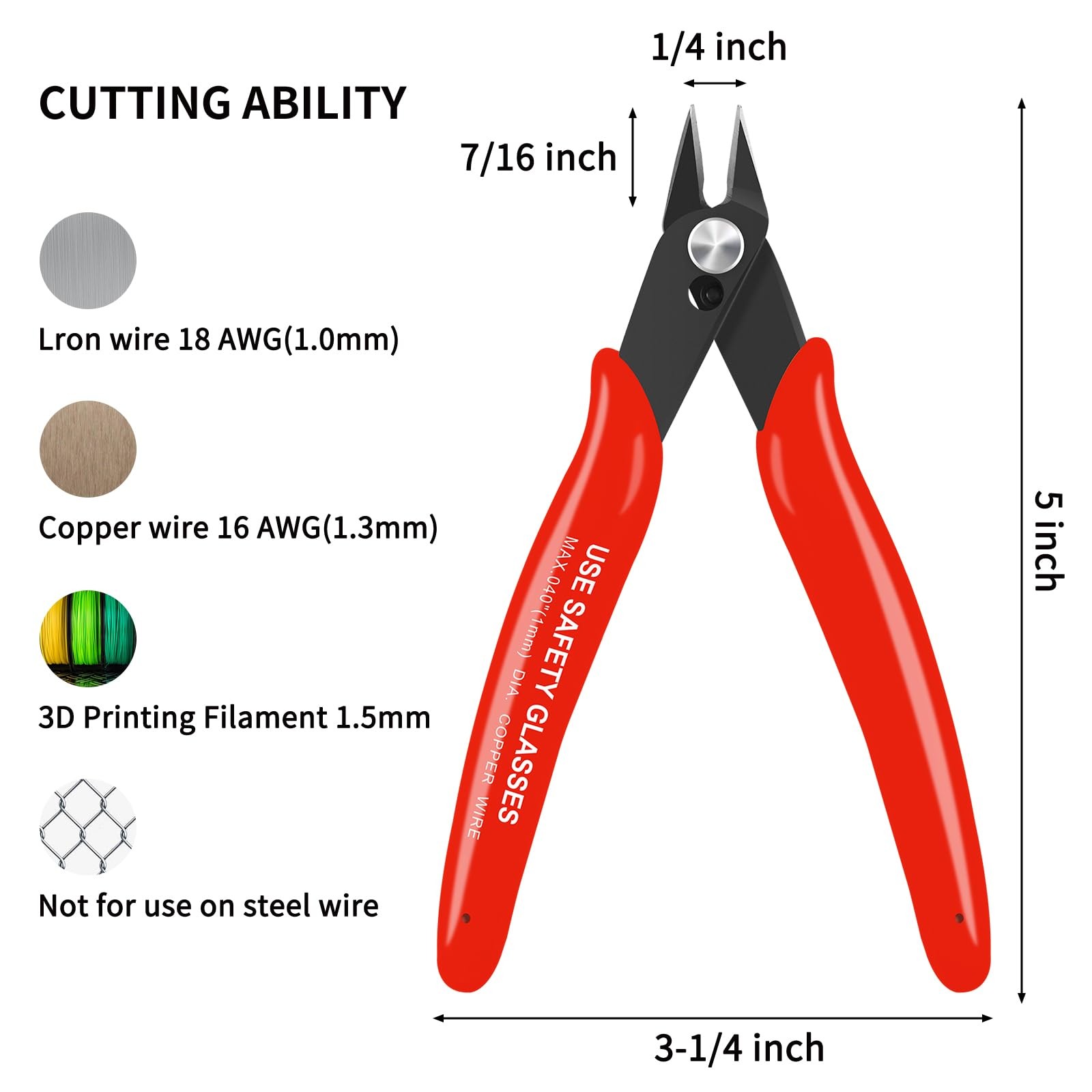 5pcs Wire Cutters Micro Flush Cutters with Spring Wire Cutting Pliers