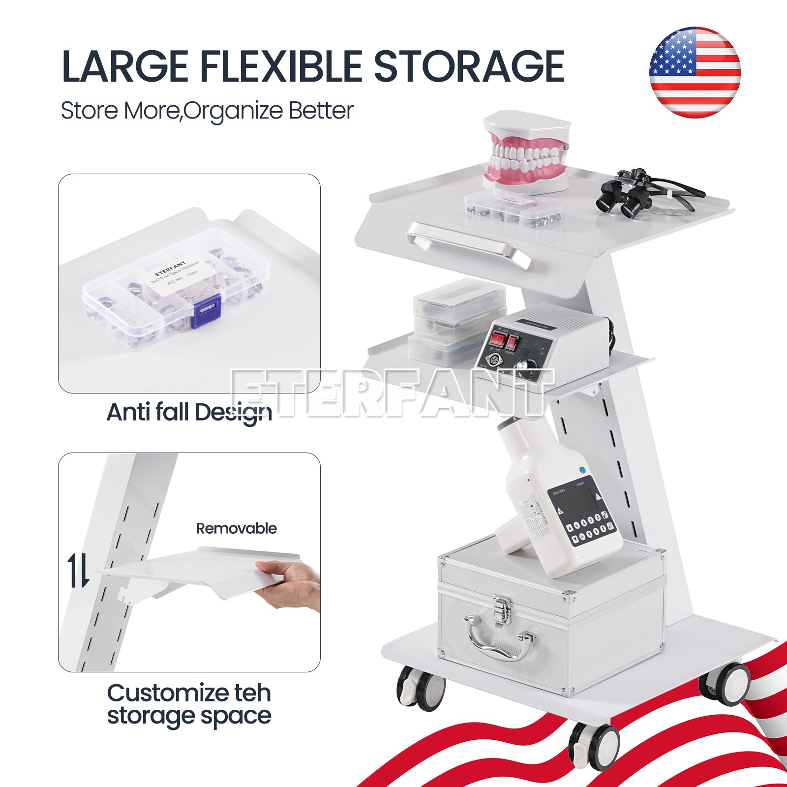 Dental 5 Drawers Cabinet Rolling Cart Acrylic Wooden/3 Layer Trolley Mobile Cart