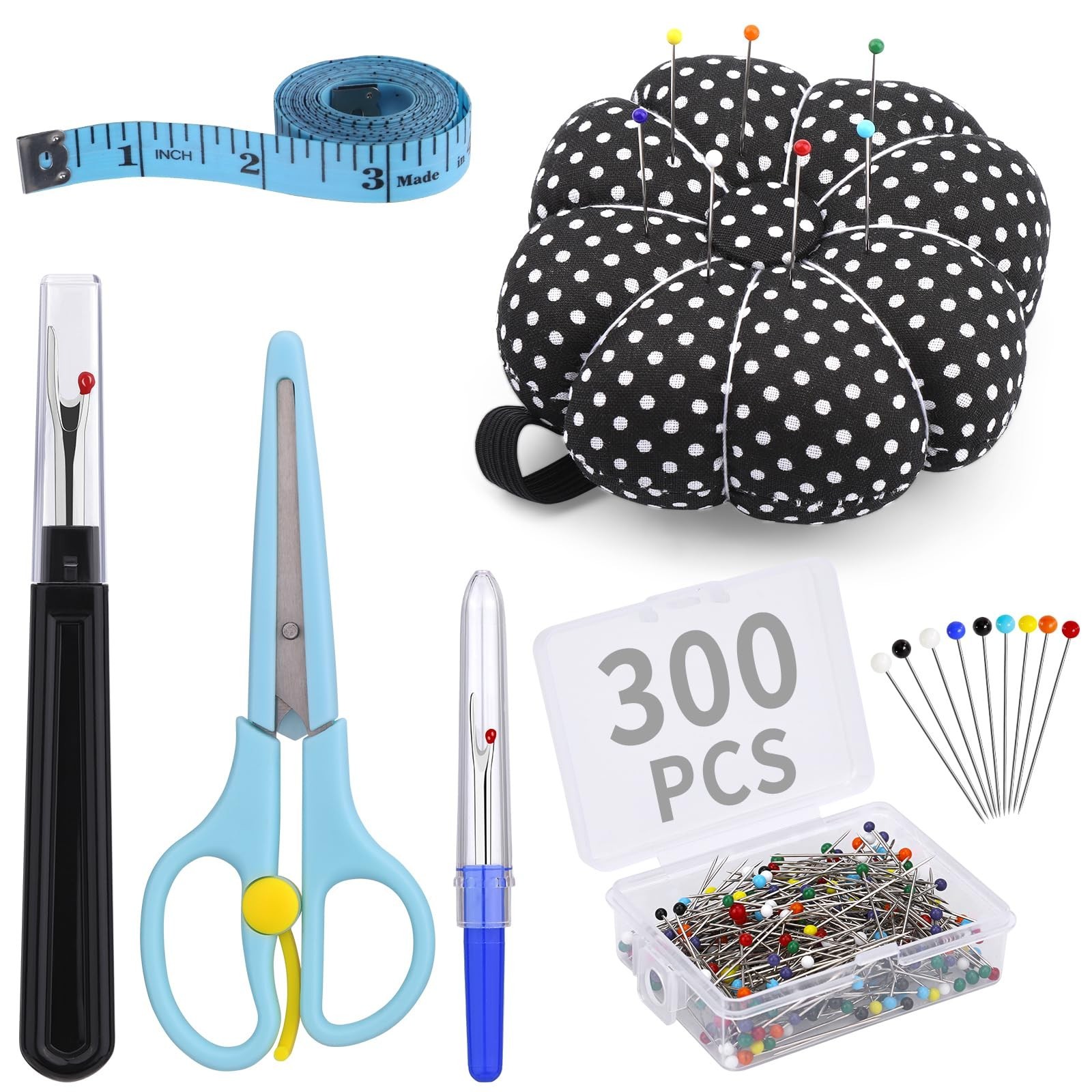 300 Pieces Multicolor Sewing Pins - 32mm Straight Quilting Pins Including Sew...