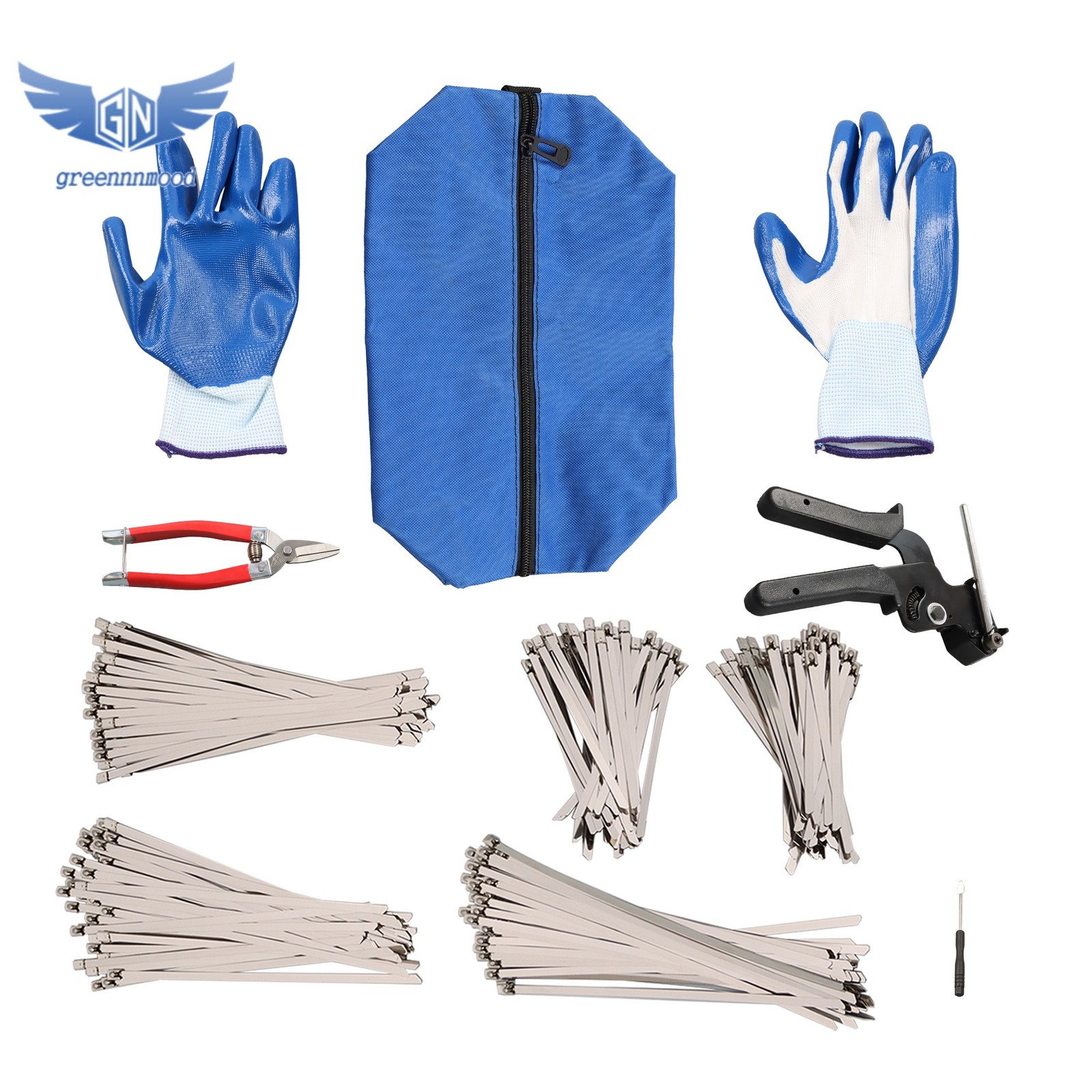 Stainless Steel Cable Tie Gun Set, w/ 250 Metal Zip Ties: 6in+8inch+11.8in