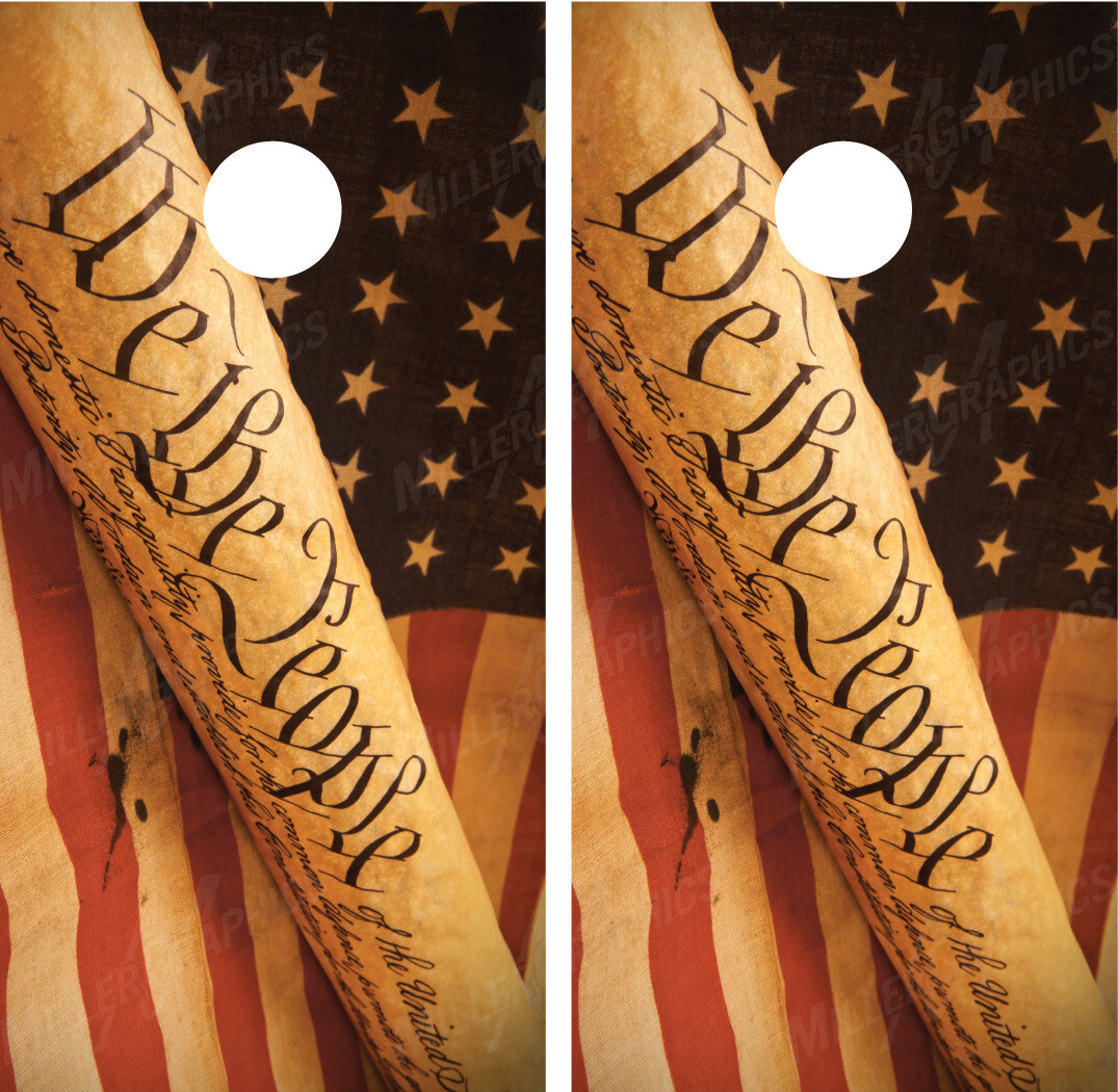 American Flag "We The People" Constitution Cornhole Board Wraps Decals Graphics