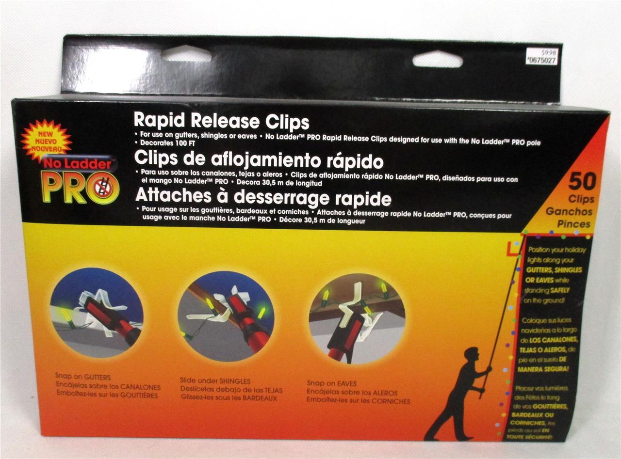 50 No Ladder Pro Rapid Release Clips for Holiday Christmas Decorative Lights B-6