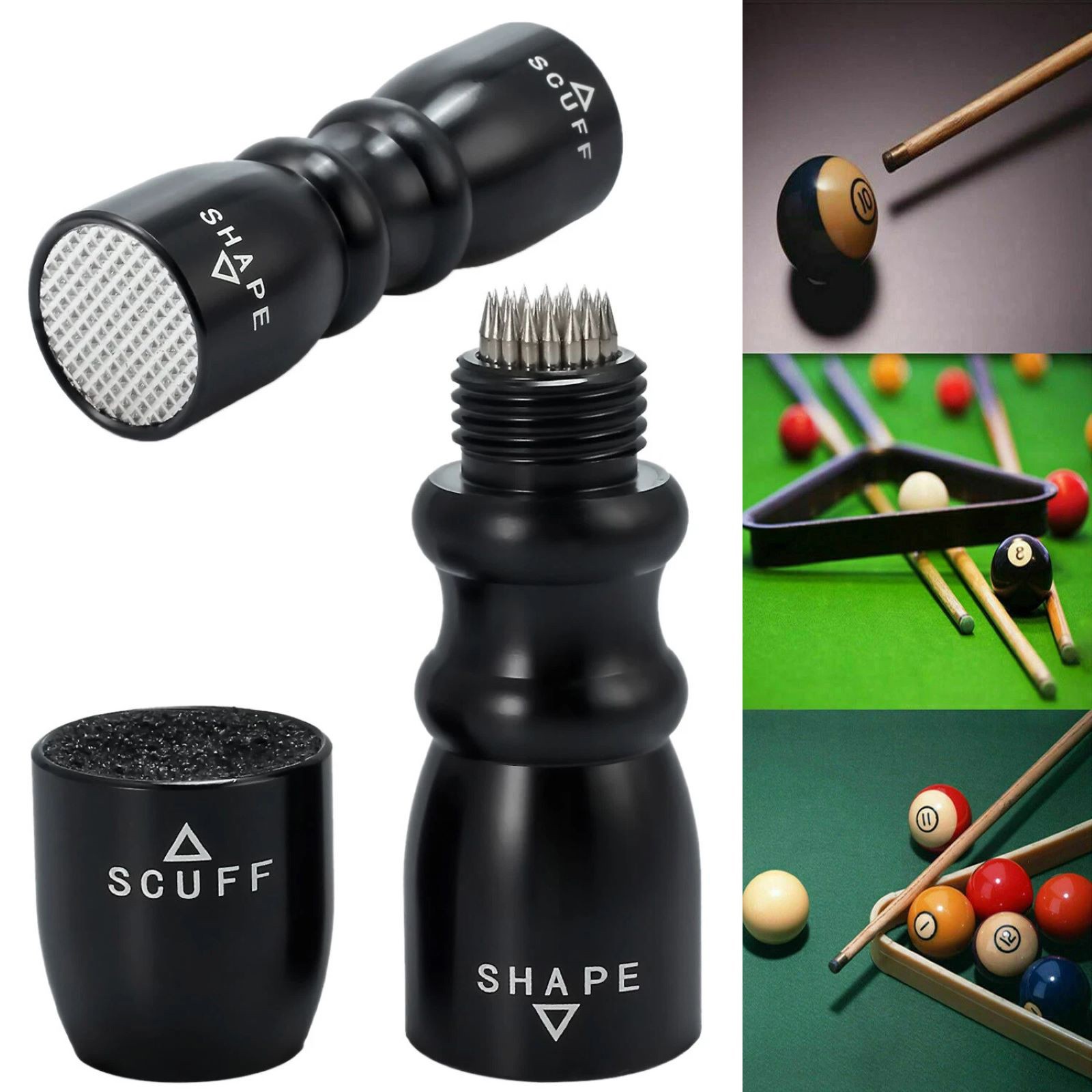Black Billiard Pool Cue Tip Tool Scuffer Shaper Aerator Tip Pick Accessory