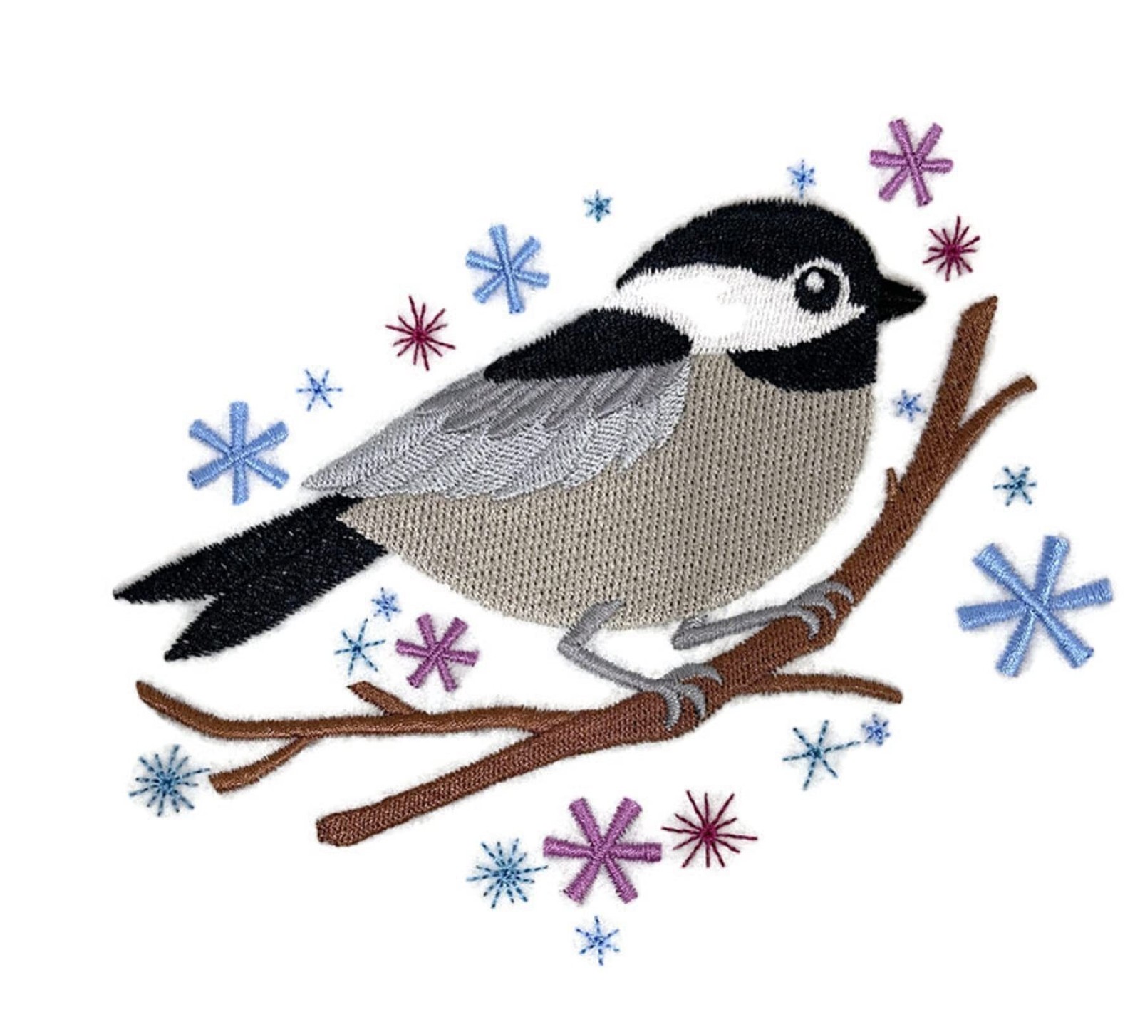 Beyond Vision Custom Cheery Winter Chickadee Embroidery Iron On/Sew Patch (5.94"
