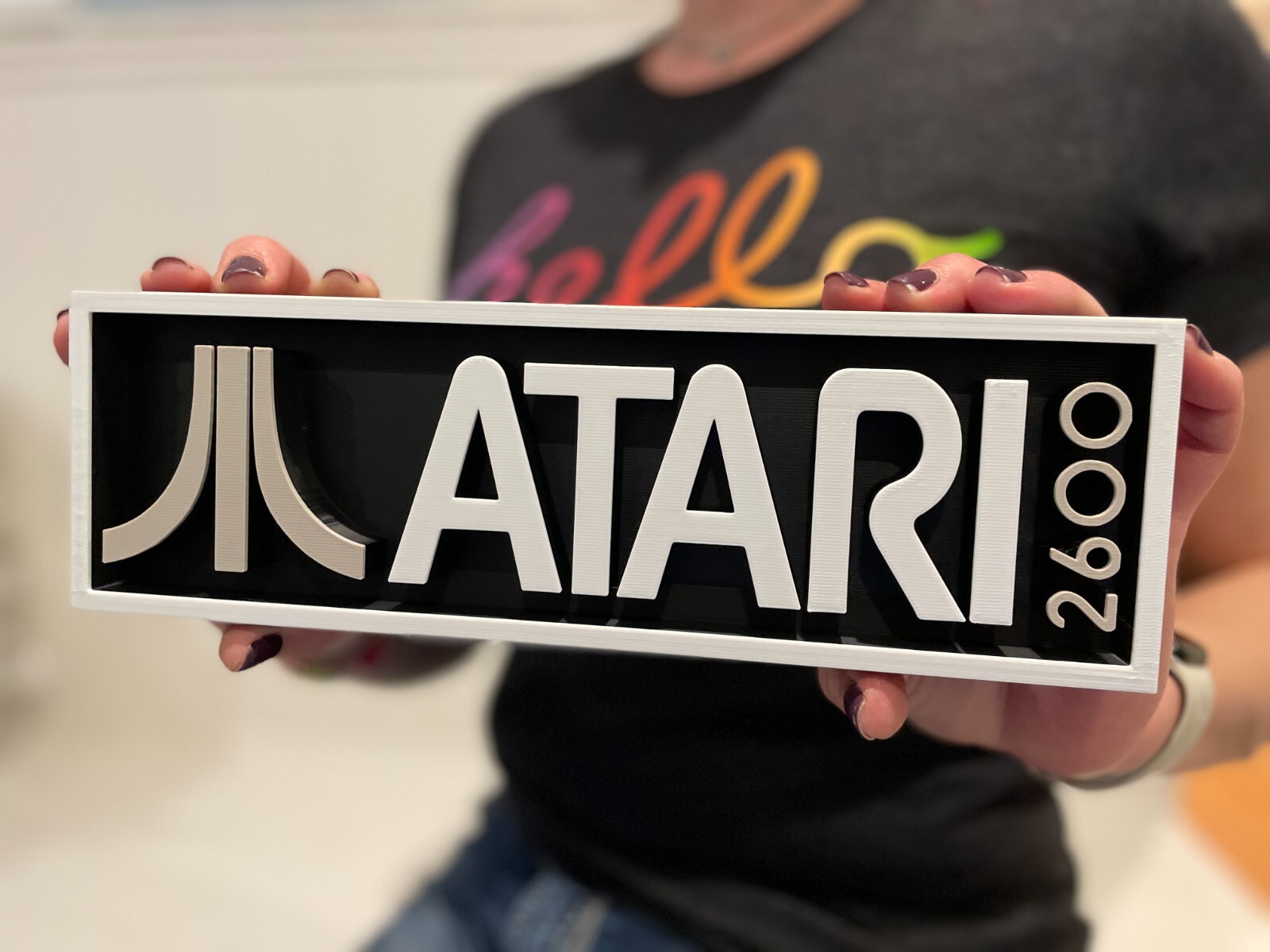 ATARI 2600 3D printed game console placard, retro console sign, multi-color