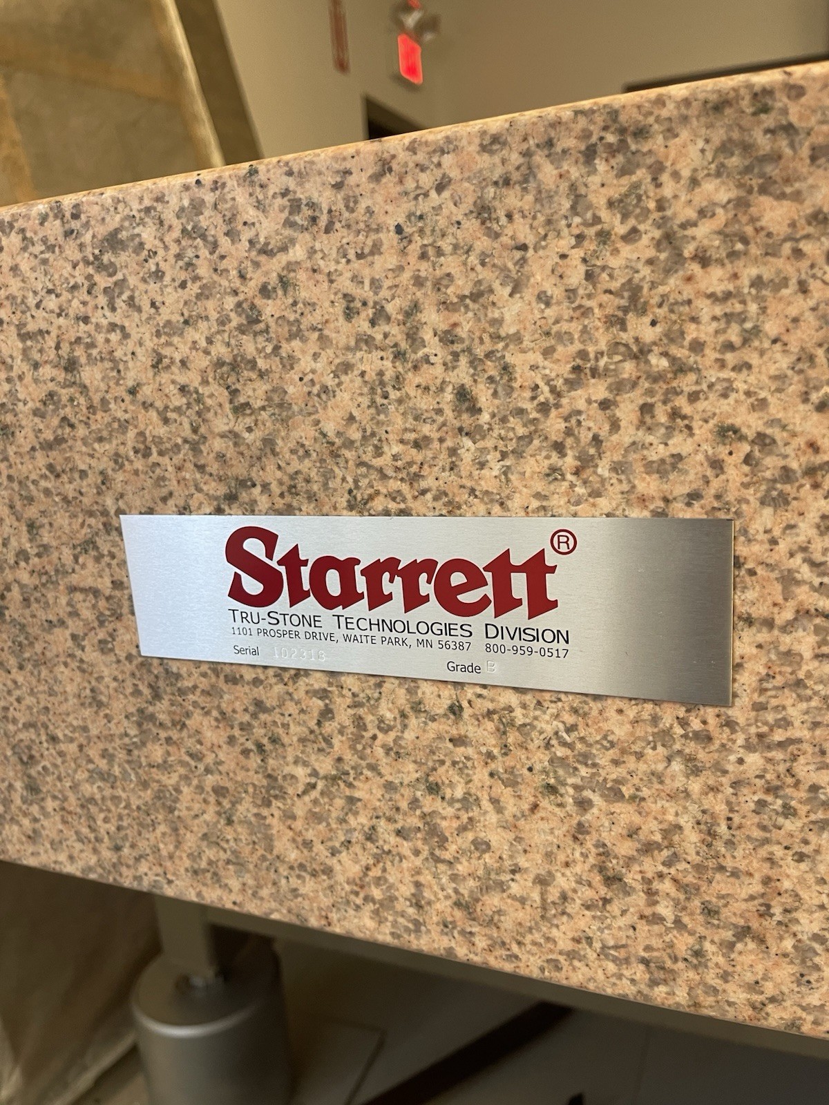 Starrett Grade B Anti-Vibration Granite inspection table