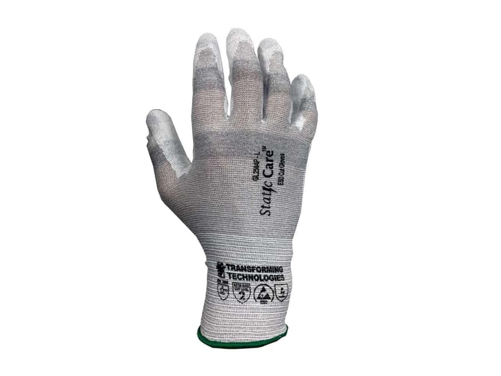 Transforming Technologies GL2504P - ESD Cut Resistant Gloves, Palm Coated, L,