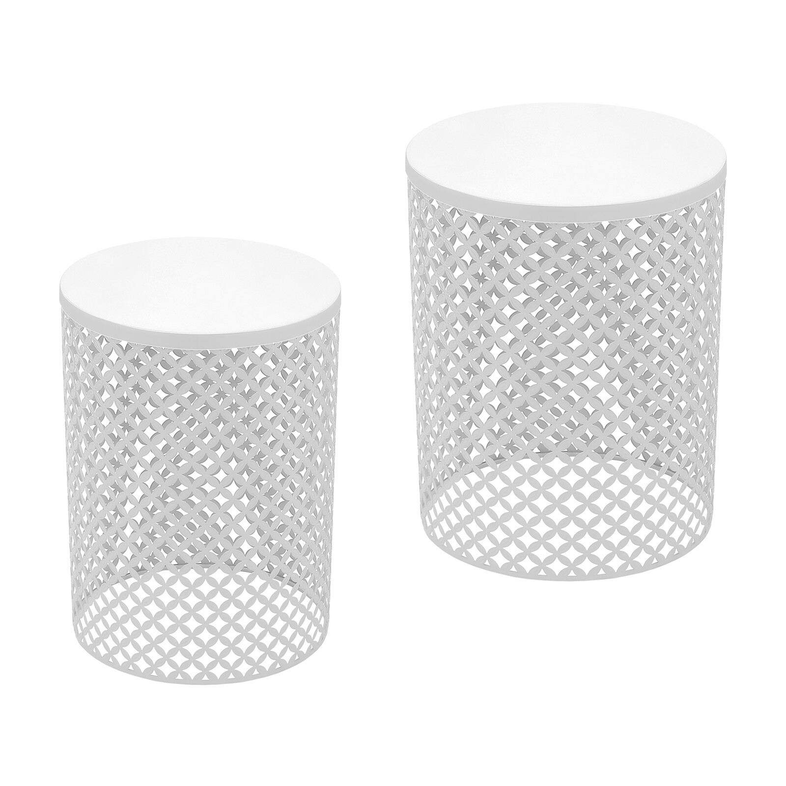 2PCSModern In/Outdoor Side Table Metal Frame Accent Table Round End Table Decor