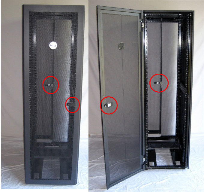 Door latch panel lock push-to-close for Dell PowerEdge Server Rack Enclosure