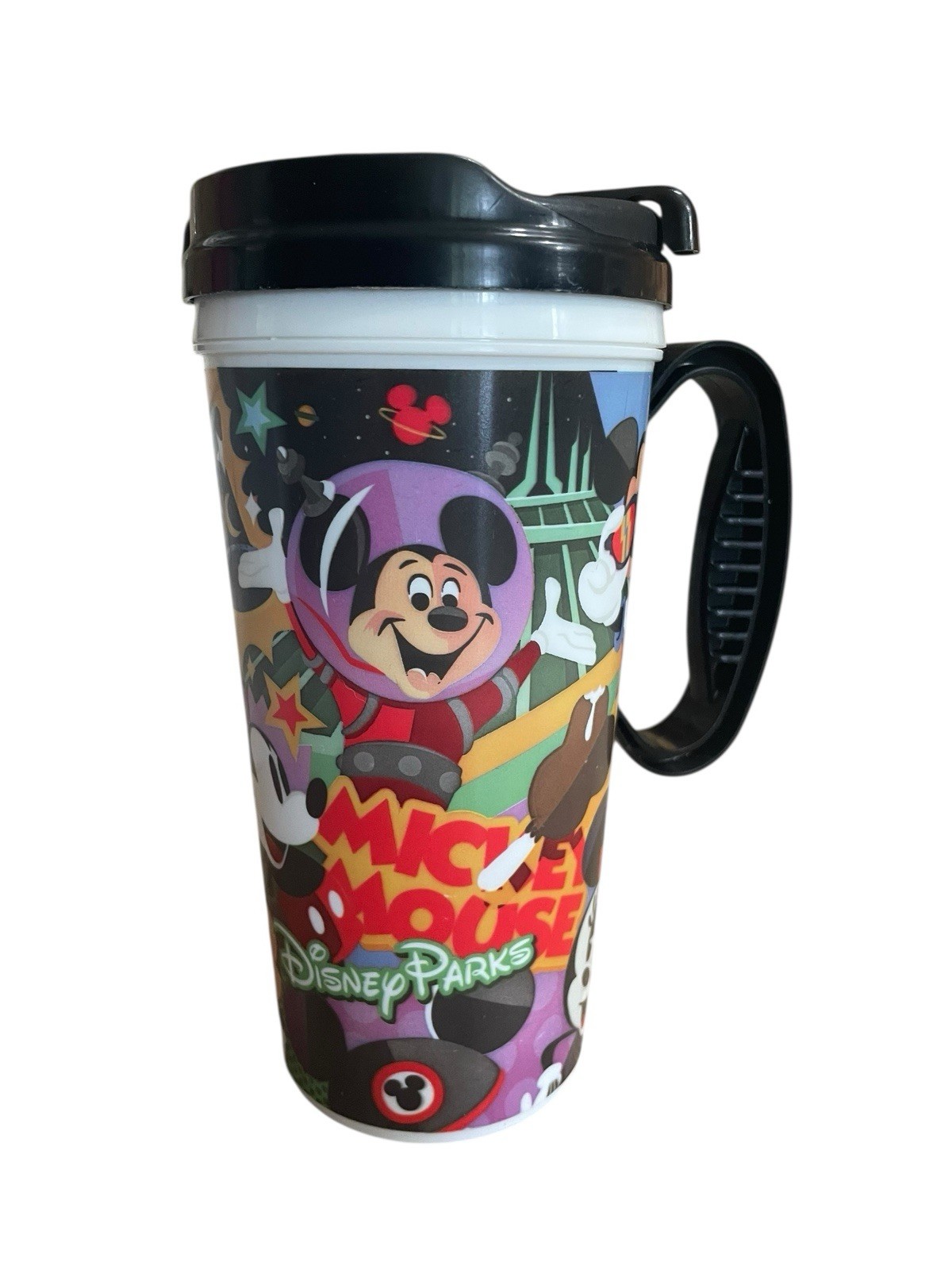 Disney Whirley Drink Works Mickey Mouse Club Mug Tumbler Travel Cup W/ Handle