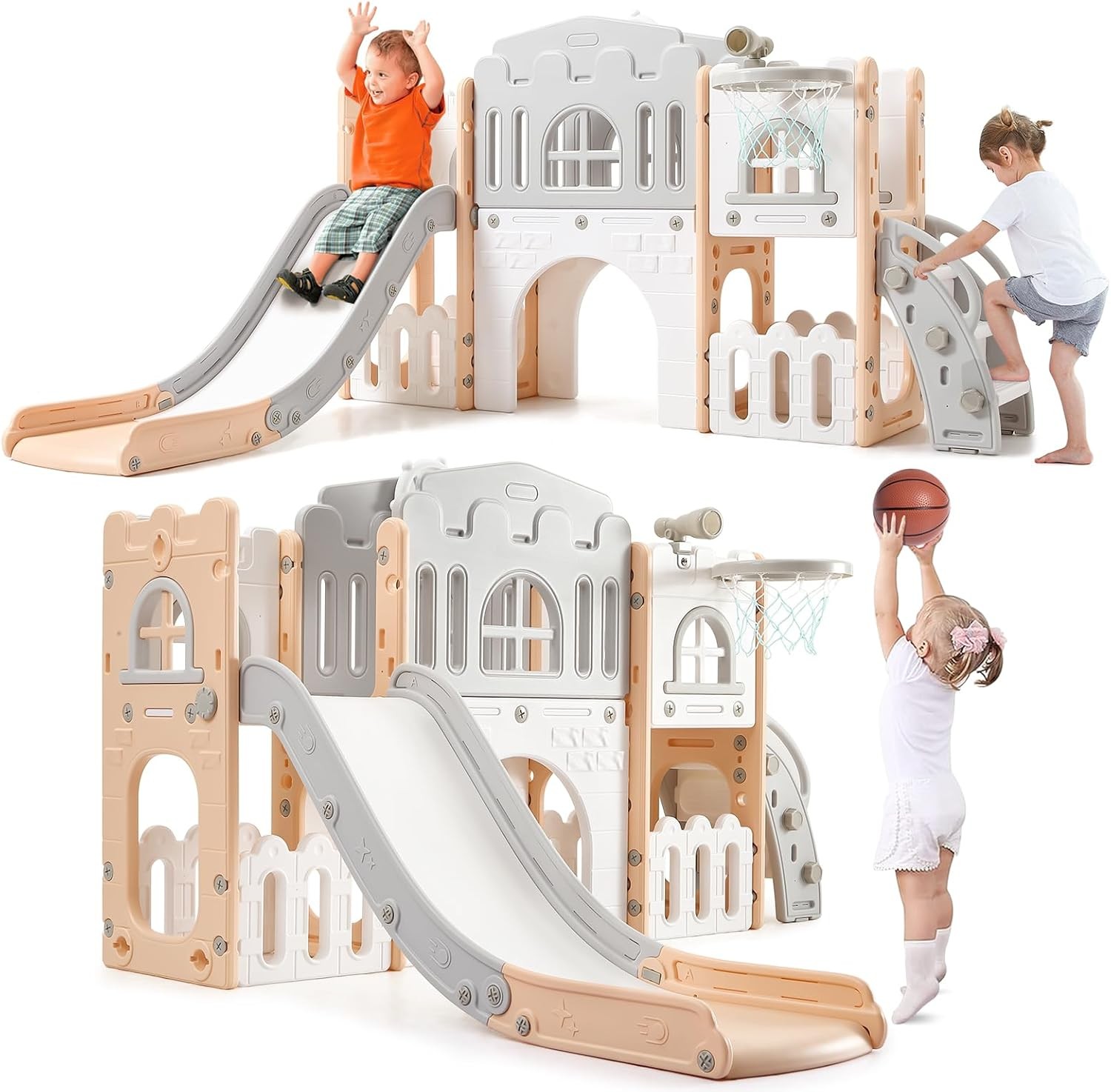 8 in 1 Toddler Slide Playset Indoor Playground Kids Baby Outdoor Indoor Playset