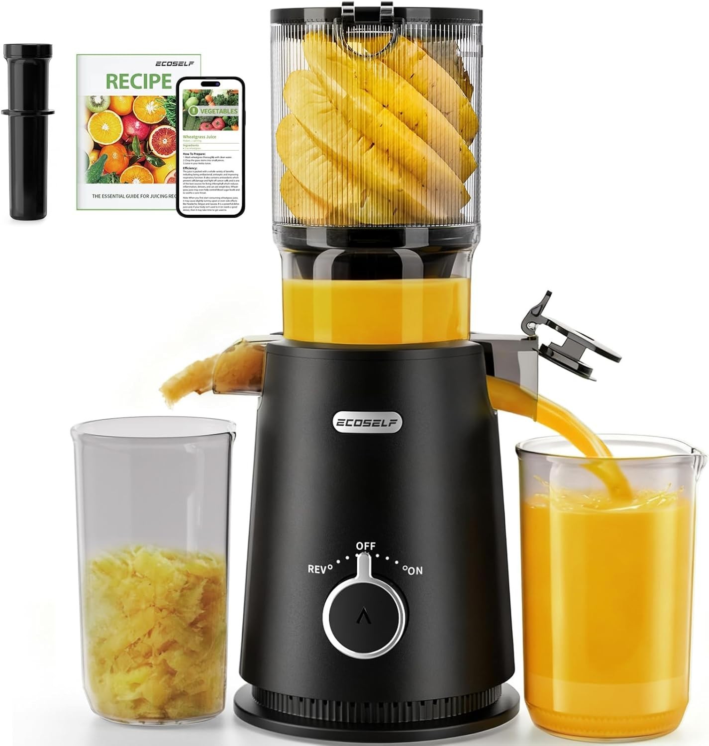 ECOSELF Juicer Machines - Wide Mouth Feed Chute with Self Feeding Hands-Free ...