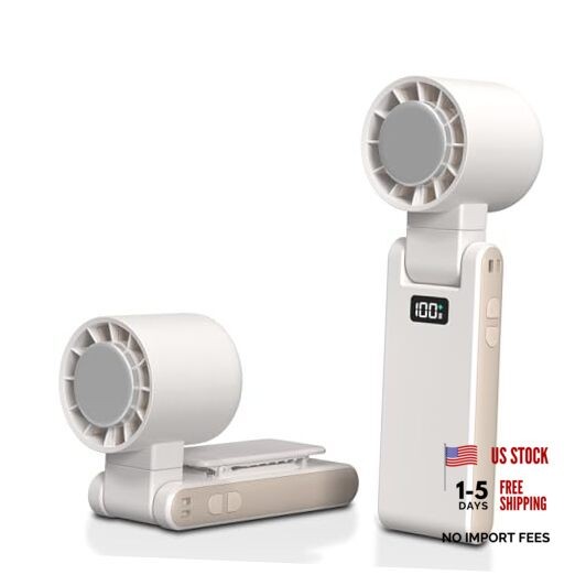 Portable Handheld Turbo Fan with Cooling Tech, Digital Display, 100 White