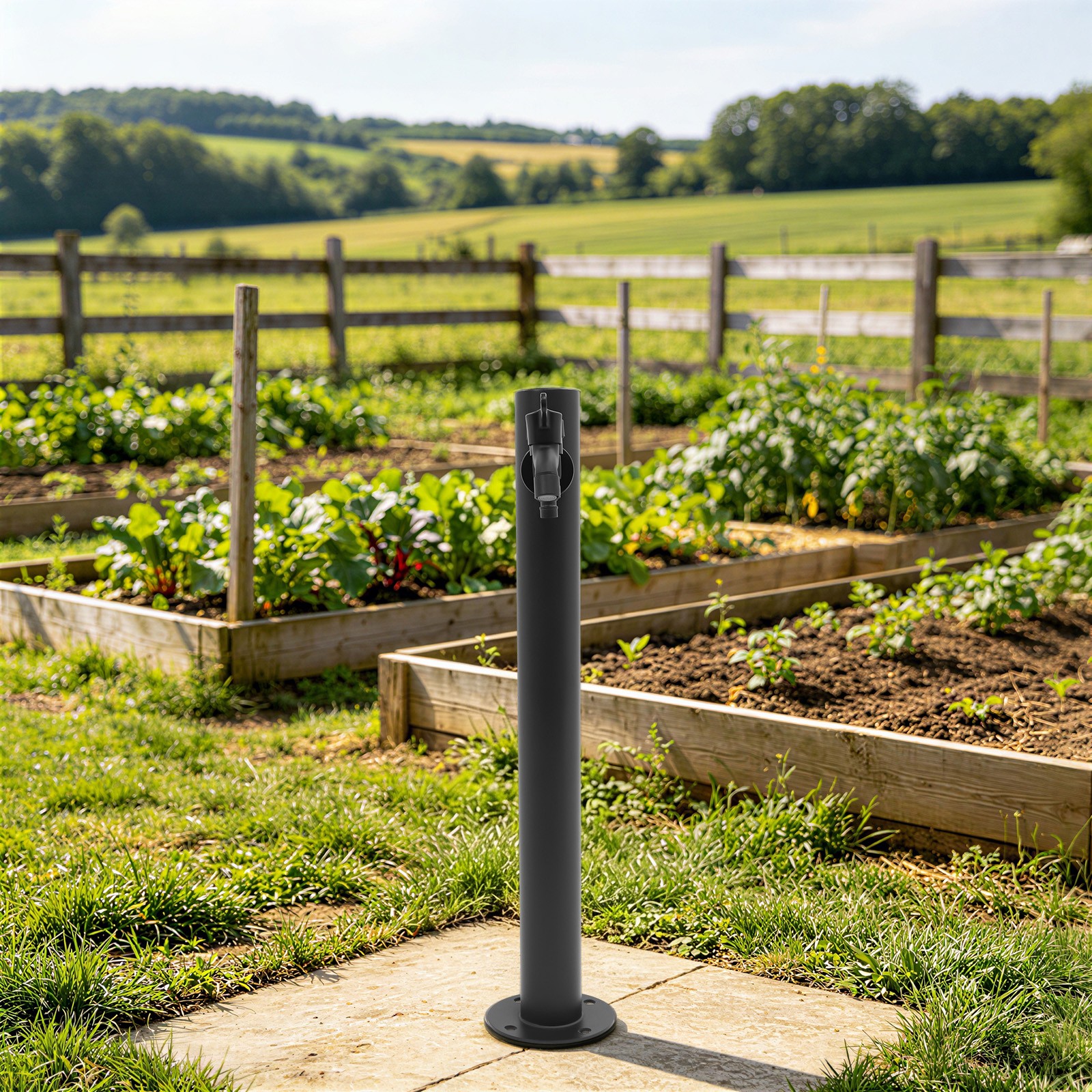 Outdoor Vertical Garden Faucet for Convenient Watering and Cleaning