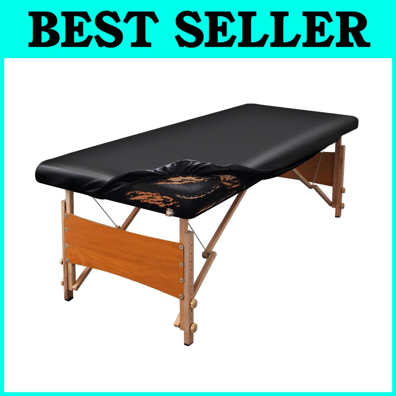 Black Leather Massage Table Cover - Fits 28-32" Wide