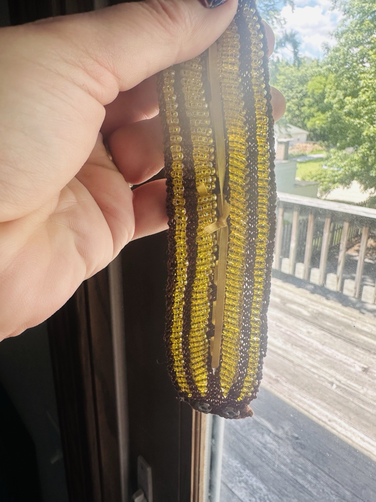 Handmade Beaded Bracelet Brown And Yellow