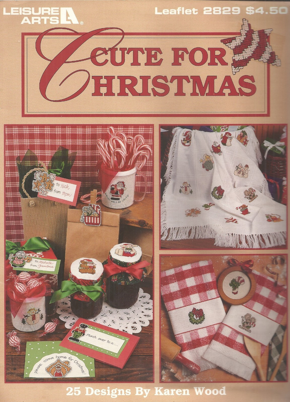 LEISURE ARTS #2829 CUTE FOR CHRISTMAS CROSS STITCH' LEAFLET ©1996