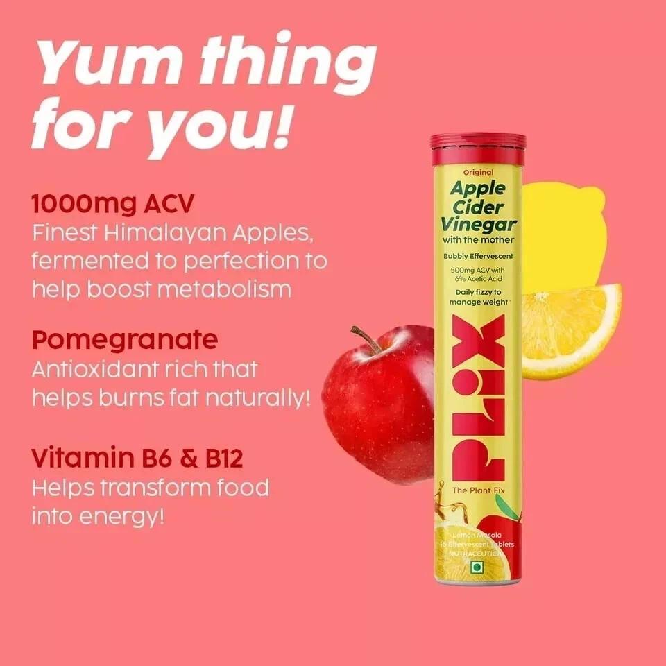 PLIX Apple Cider Vinegar Effervescent Tablet for Weight Loss - Multipack