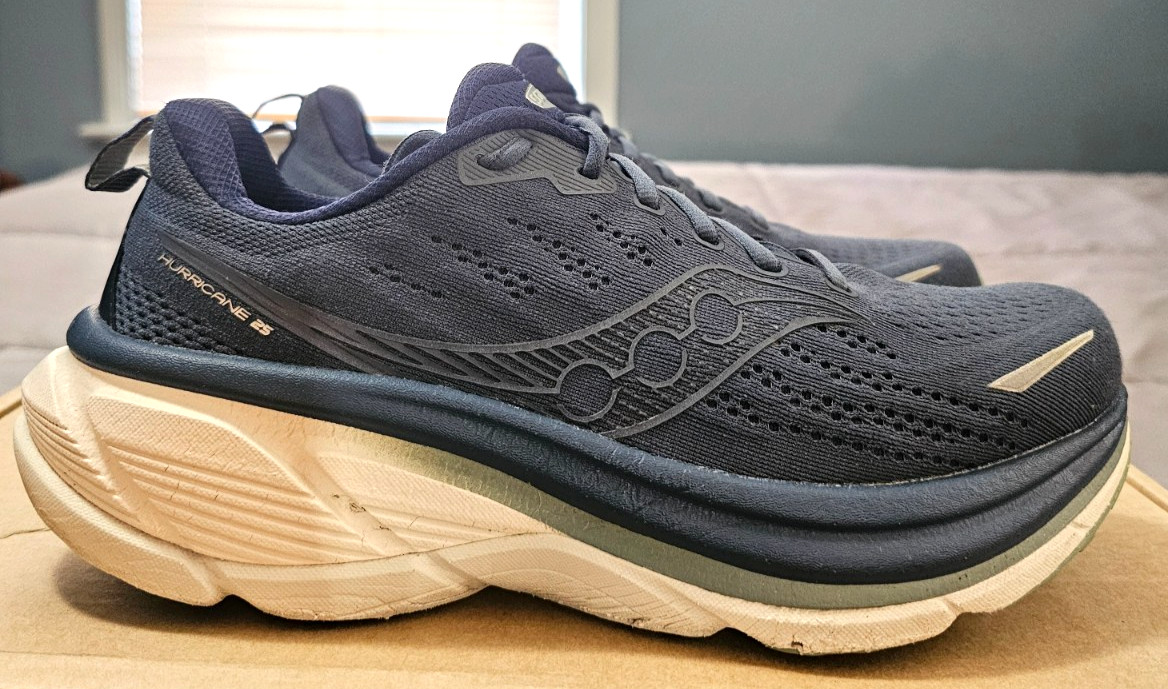 Saucony® (Men's 8.5 WIDE) Hurricane™ 25 Running Shoes in Dusk/Iceberg - $170