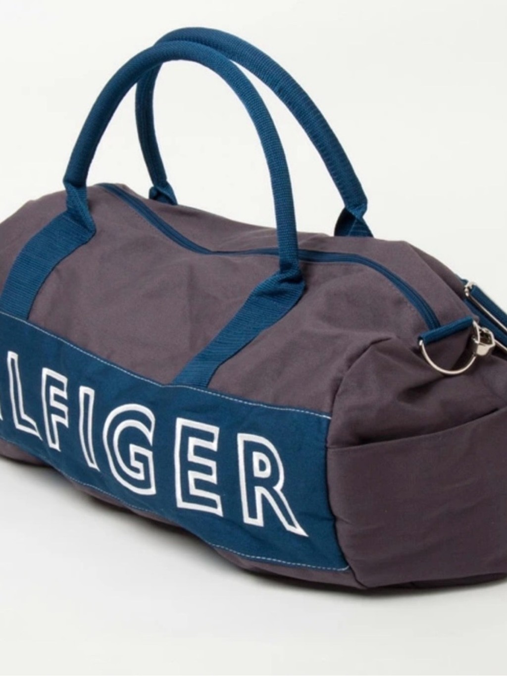Tommy Hilfiger Blue Canvas Duffle Logo Bag Travel Gym Beach