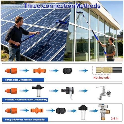 30FT Reach Solar Panel Cleaning Brush Kit with 5-Telescoping Pole, 40FT 24FT