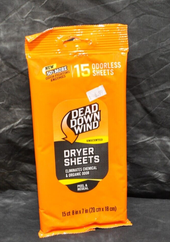 Lot of 3 Dead Down Wind Odorless Dryer Sheets 15 sheets per pack