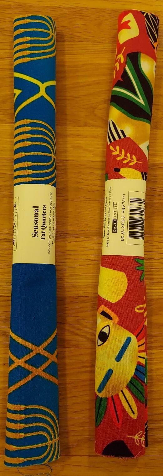 Lot of 2 Blue Hanukkah/Menorah OR Kwanzaa/African/Drums Quilting Fat Quarters