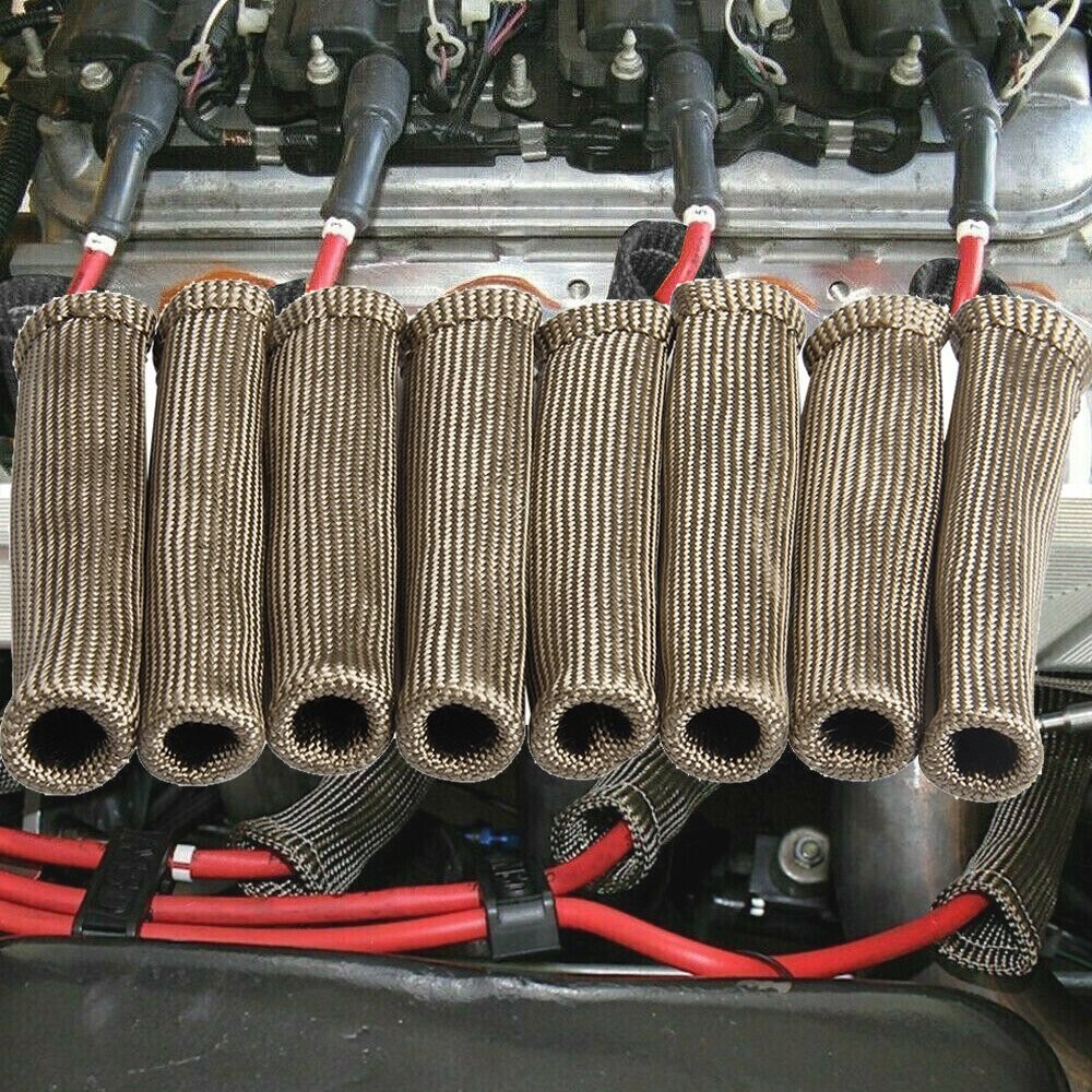 2500° High Heat Shield Engine LS Spark Plug Wire Boots Protector Sleeve Cover 8X