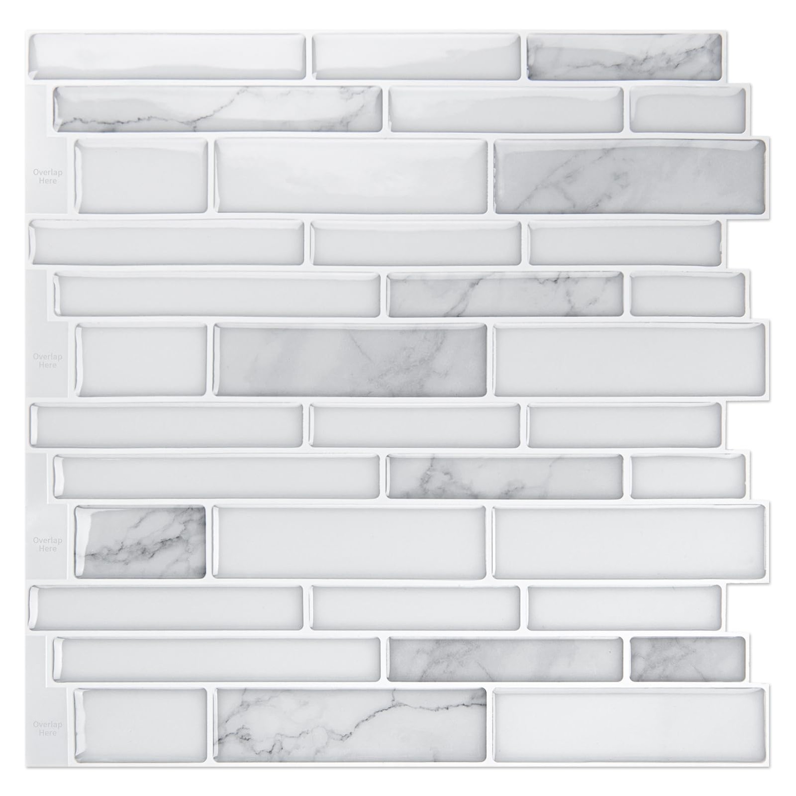 Art3d 10-Sheet Premium Stick On Kitchen Backsplash Tiles, 12“ × 12”, White