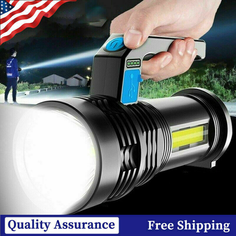 High Powered LED Flashlight Super Bright Torch USB Rechargeable Camping Lamp USA