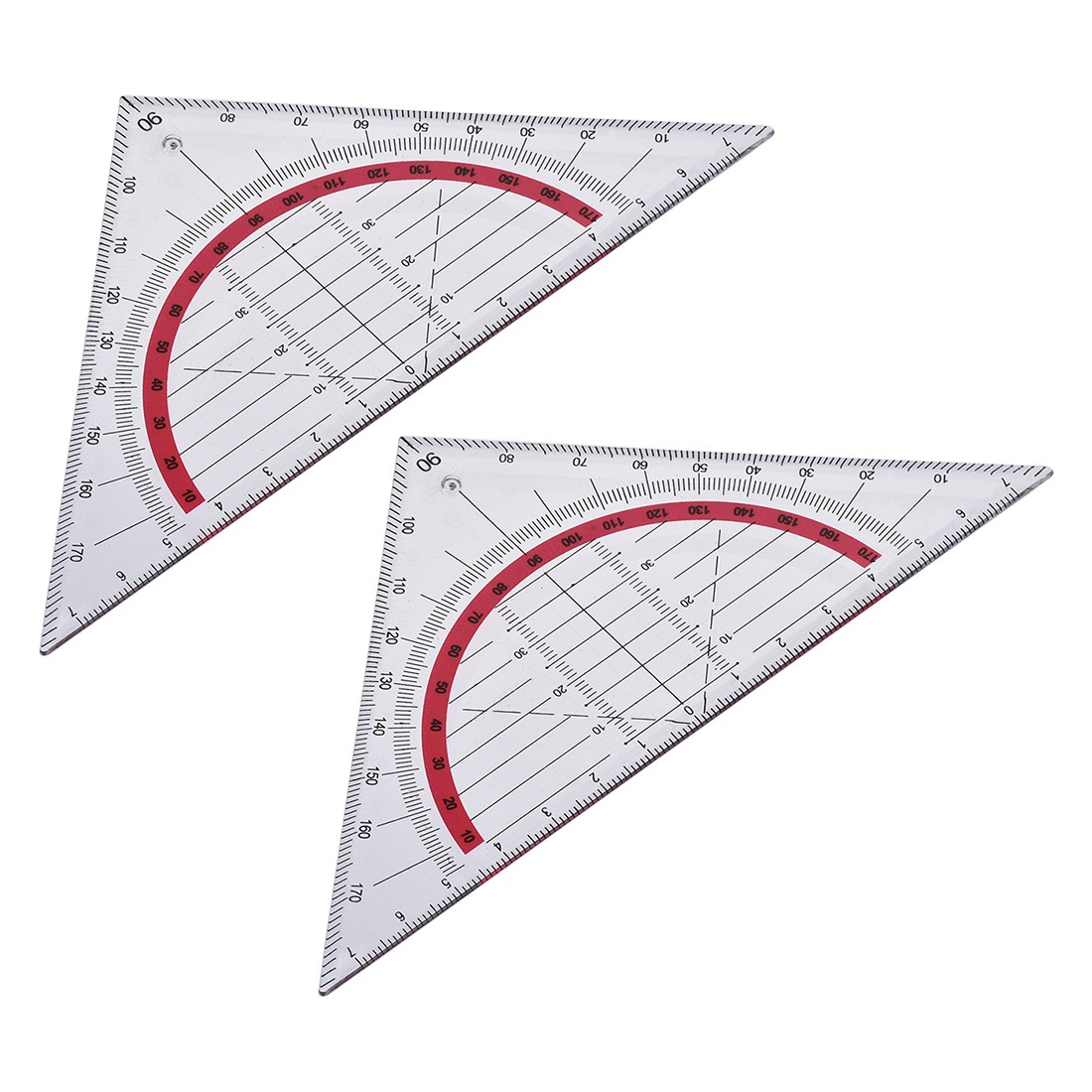 2pcs Triangle Ruler Square Set 90mm 45 Degrees Plastic Stationery Math Geometry