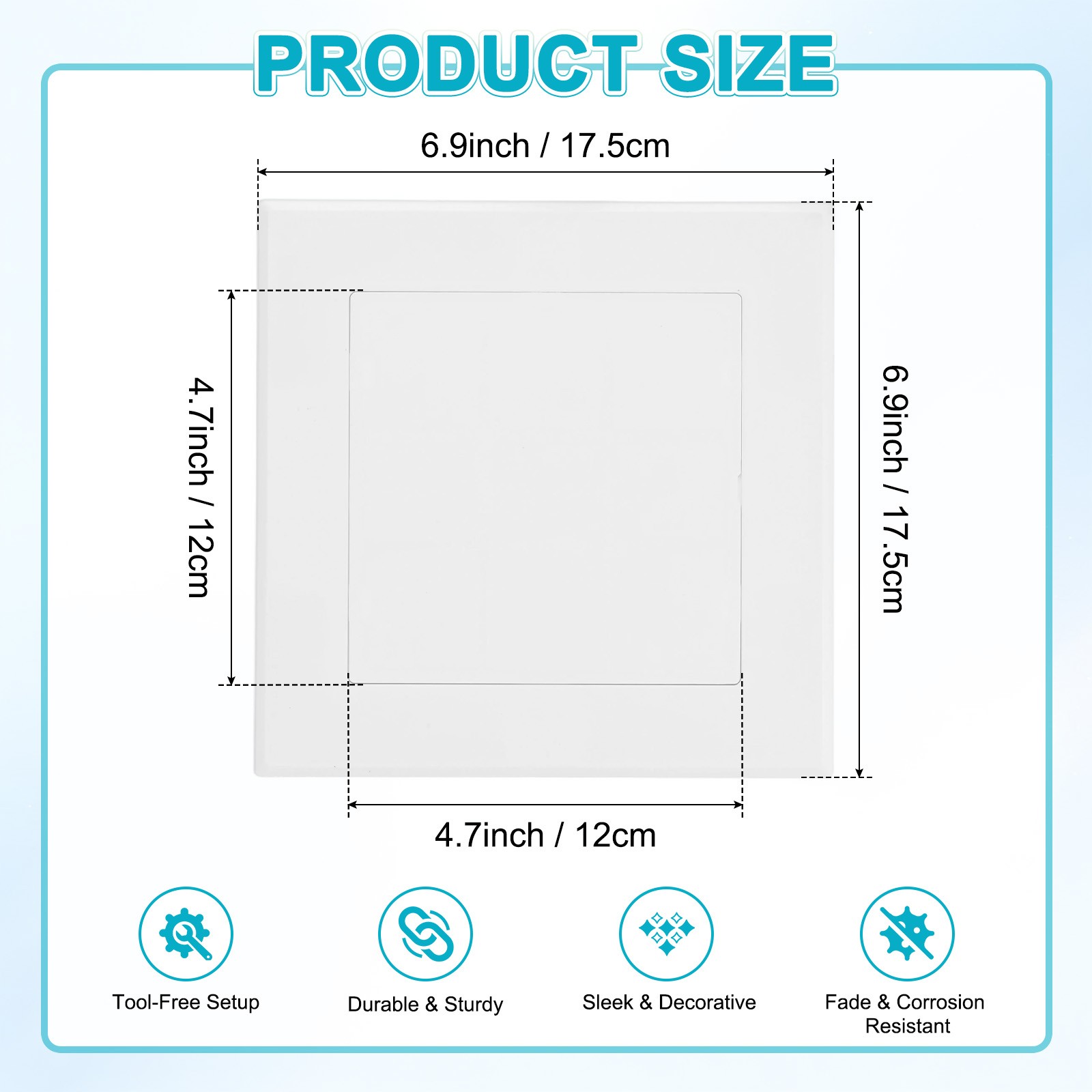 1-Pack Access Panel for Drywall, 5x5" Plastic Removable [White, Square]