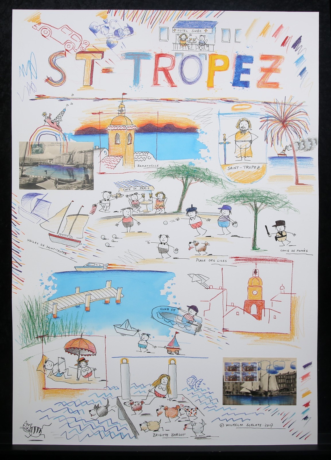 Schlote, Wilhelm - St. Tropez - original design drawing - signed UNIQUE