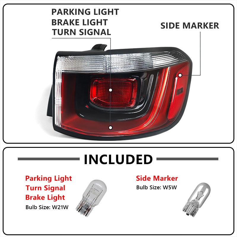 Right Outer Tail Light For Jeep Compass 2017-2020 Halogen Taillight Brake Lamp