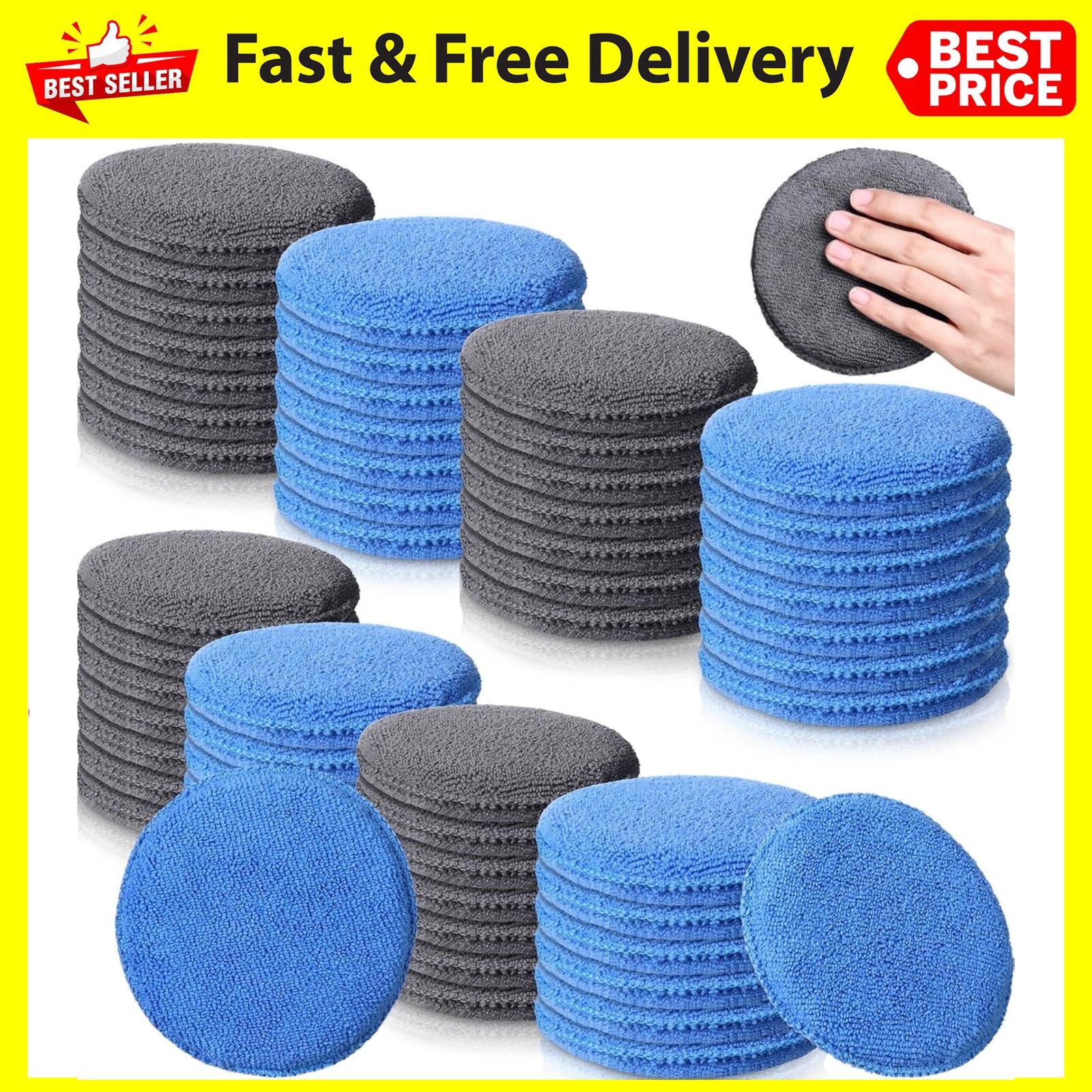 50 Pcs Microfiber Wax Applicator Pads 5 Inches Diameter Applicator Pads Bulk Sof