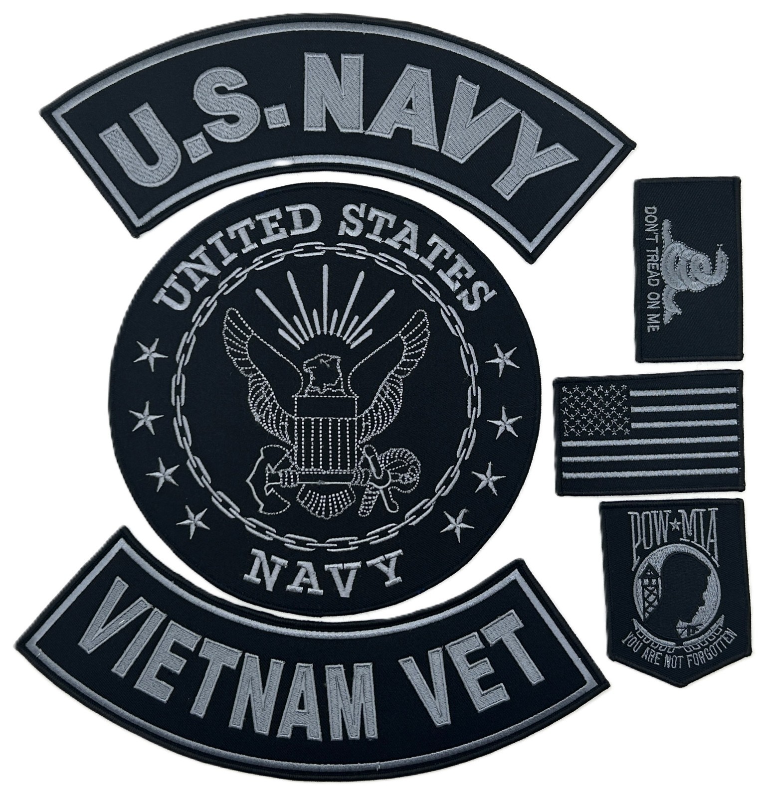 U.S. NAVY SEAL VIETNAM VET MILITARY MOTORCYCLE BIKER VEST LOT OF 6 PATCHES