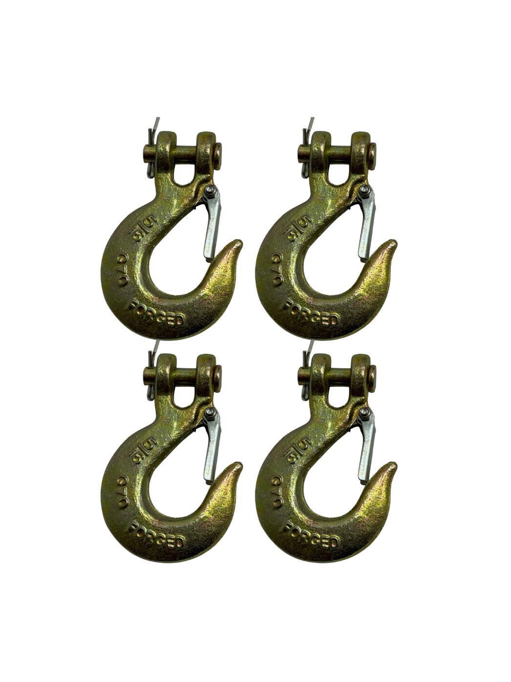 4 PK G70 5/16" Clevis Slip Hook Trailer wLatch Truck Transport Tow Fleet Tough