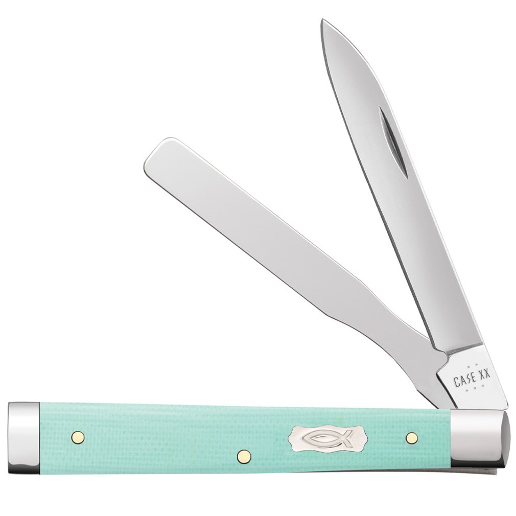 CASE XX KNIVES SMOOTH BABY DOC - SEAFOAM GREEN G-10 - ICHTHUS SHIELD 10282SP SS