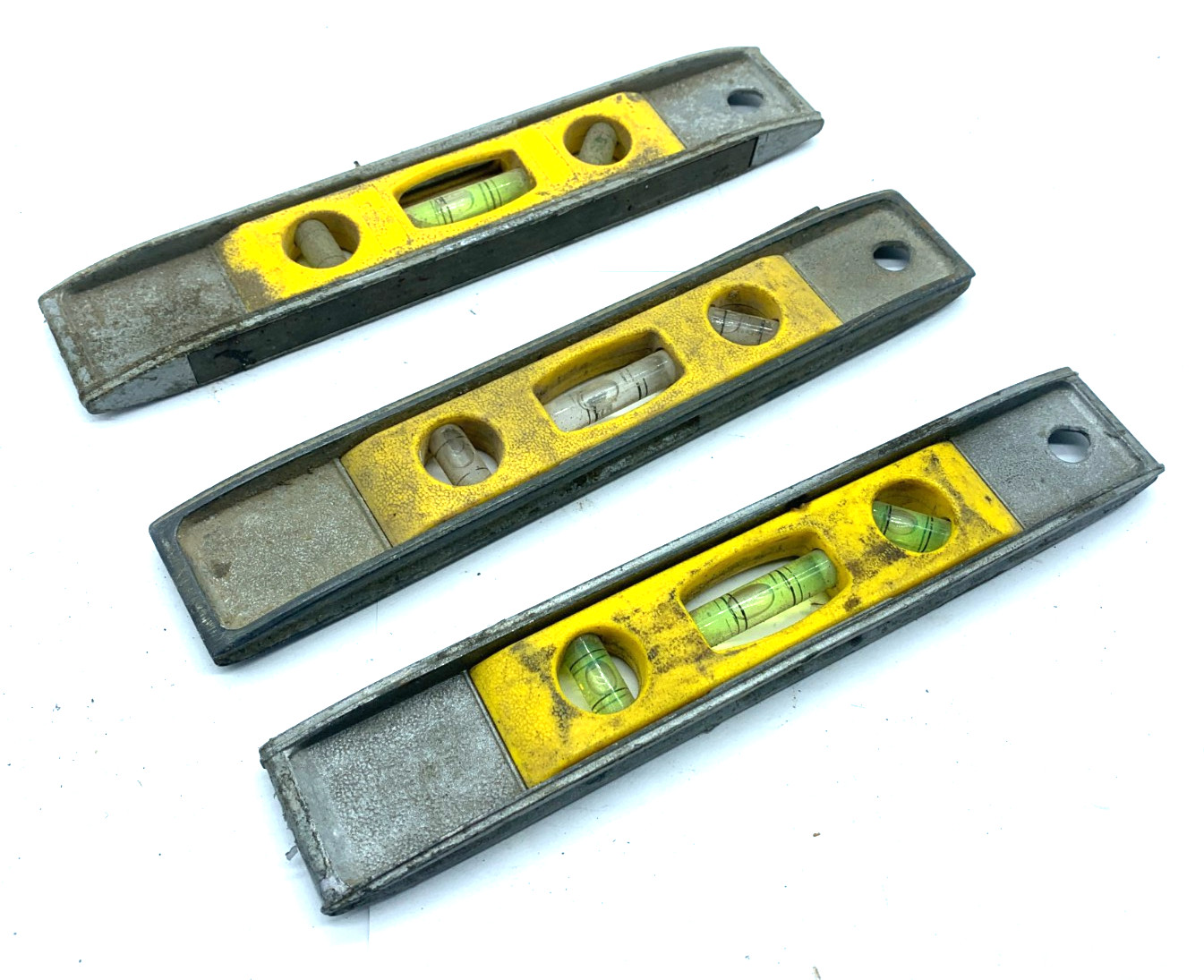 Lot of 3 Stanley 42-465 9-Inch Cast Aluminum Torpedo Levels