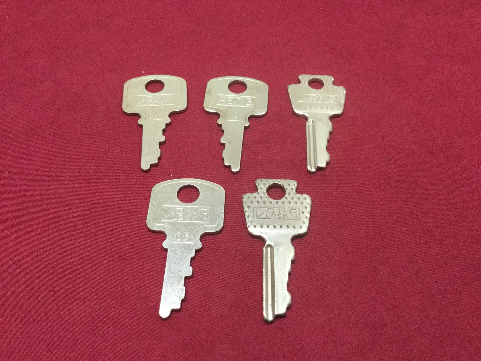 Long Lock Brand Vintage Luggage Style Pre-cut Keys, Set of 5 - Locksmith