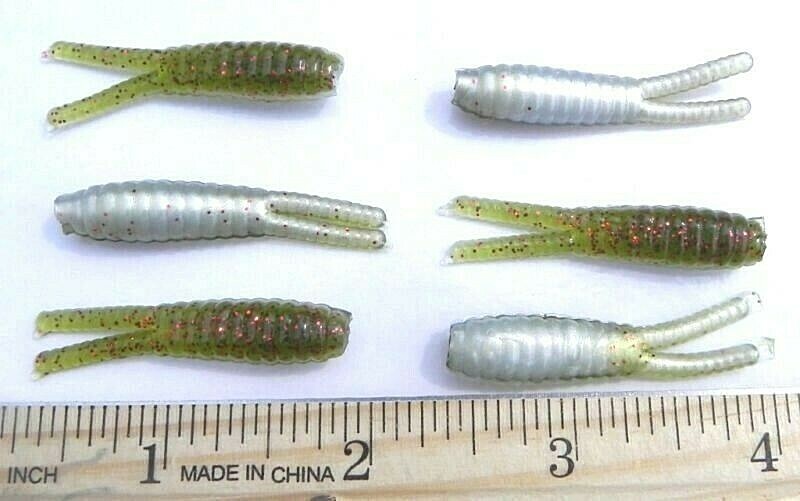 50ct WATERMELON RED PEARL 1.5" BEETLE SPIN GRUBS Crappie Fishing Baits Panfish