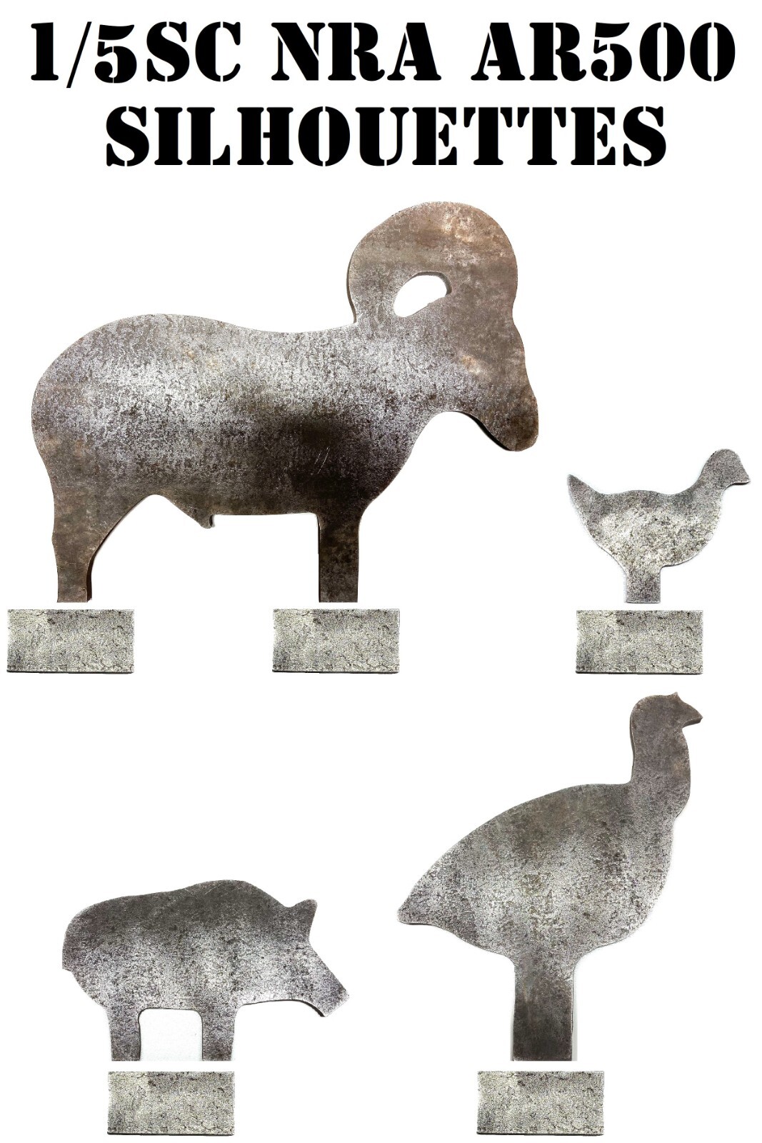 3/8" AR500 1/5sc. NRA/IHMSA Metallic Silhouette Rifle Targets 4pc - Not Welded