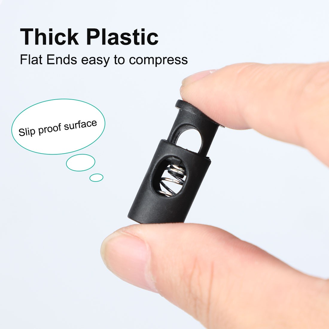20pcs Plastic Cord Lock Stoppers Spring Toggle Ends Fastener Organizer Black
