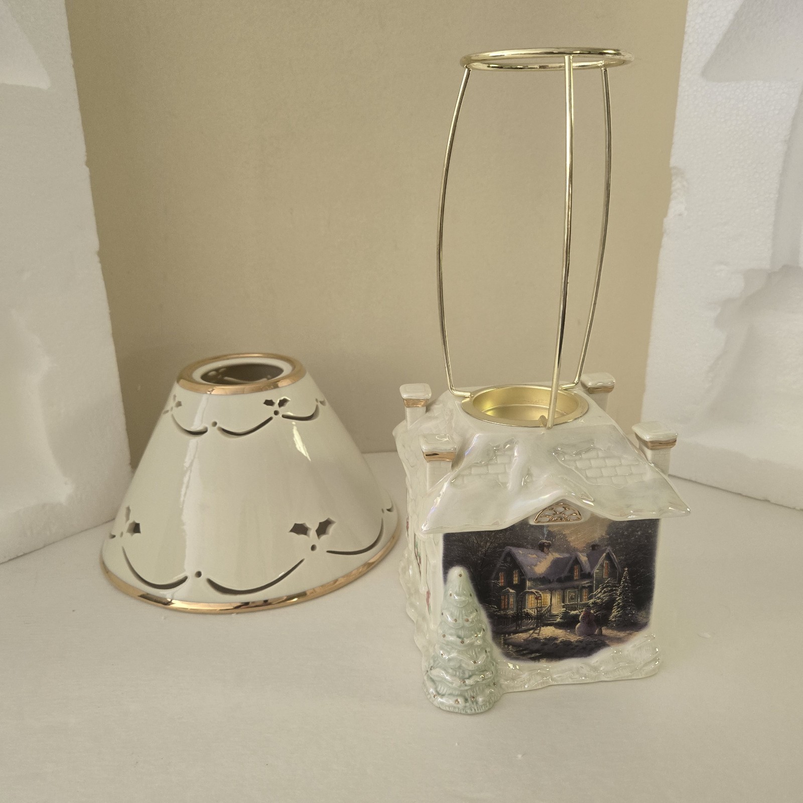 Lenox Thomas Kinkade BLESSINGS OF CHRISTMAS Candle Lamp w/COA & Original Box