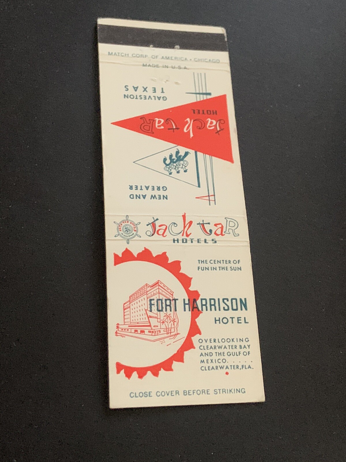 Vintage Florida Matchbook “Fort Harrison Hotel” Clearwater